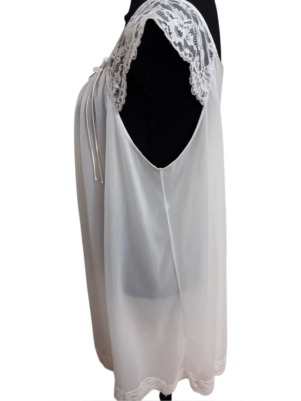 Vtg 50s 60s Vanity Fair White Sheer Babydoll Dress / Nightgown / Negligee -Large